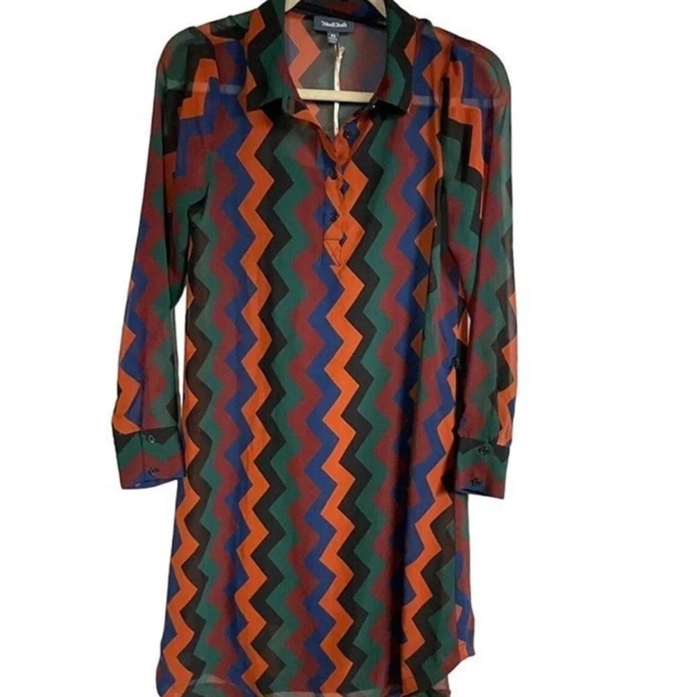 New ModCloth sheer layered zigzag dress XS